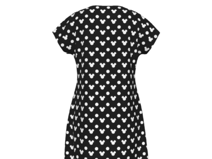 Black With White Mickey Polka Dot Print Women's Short Sleeve Dress