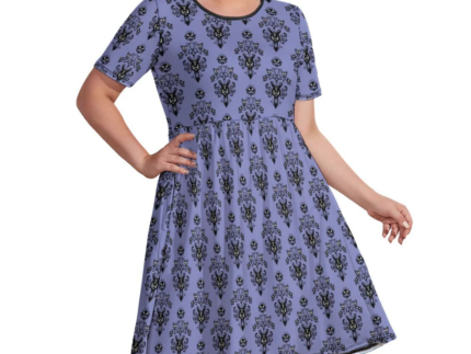 Haunted Mansion Wallpaper Women's Round Neck Plus Size Dress With