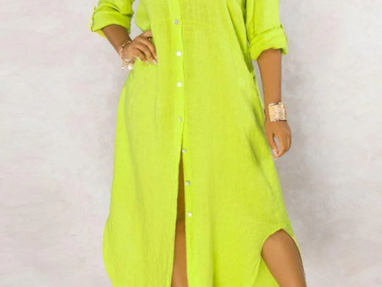 Solid Button-Down Shirt Dress